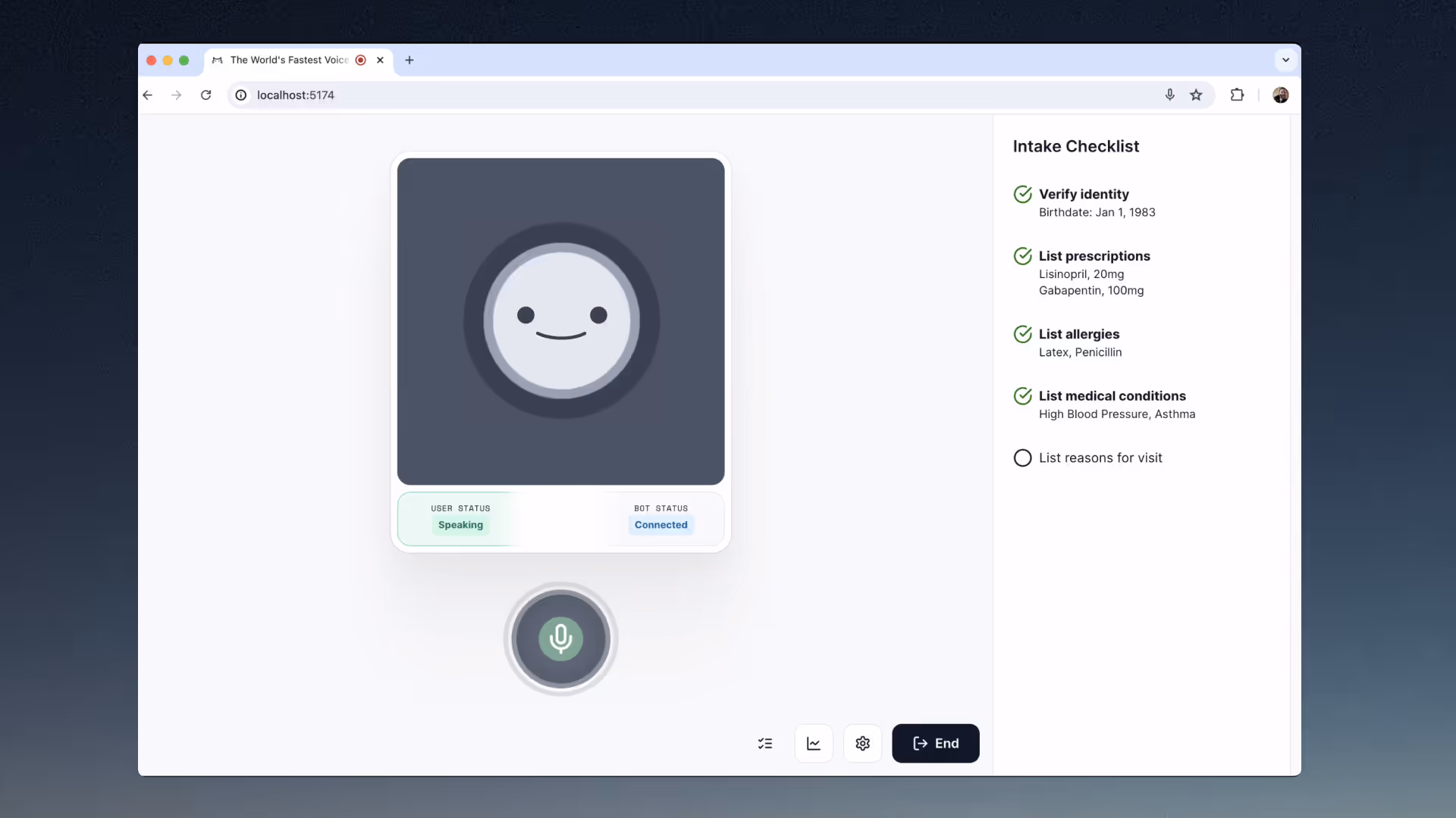 Daily Telehealth app checklist interface